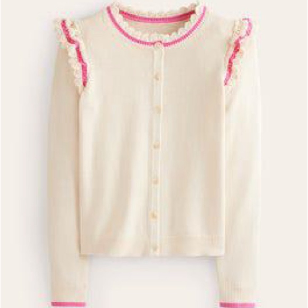 Boden Crochet Frill Detail Cardigan